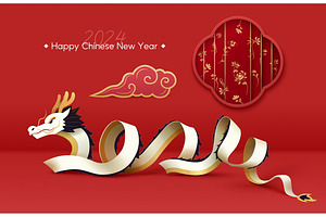 Paper Art Style CNY Element Set