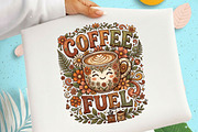 Coffee Fuel Flower Cup Retro PNG, a Seasonal Illustration by Designking (Thumbnail 1 of 5)