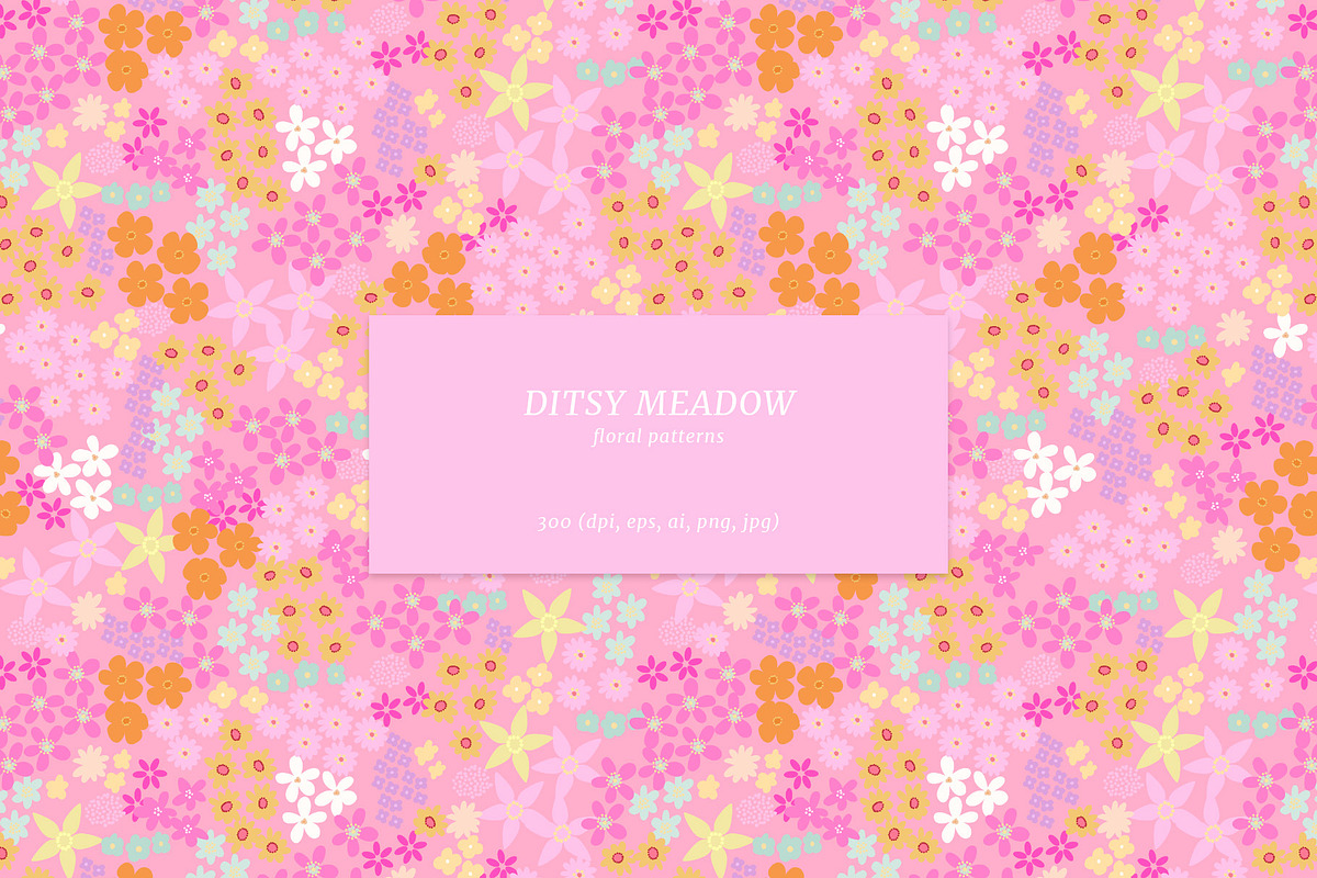 Ditsy Meadow floral pattern, an Illustration by nathalieclaire (Photo 1 of 15)