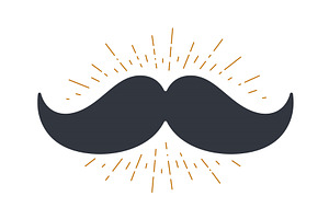 Mustache and vintage sun rays, an Object Illustration by Foxys Graphic