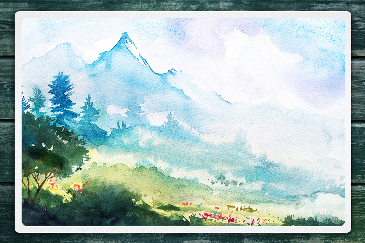 Watercolor Vector Landscapes set#2, an Illustration by AlexGreenArt (Photo 6 of 10)