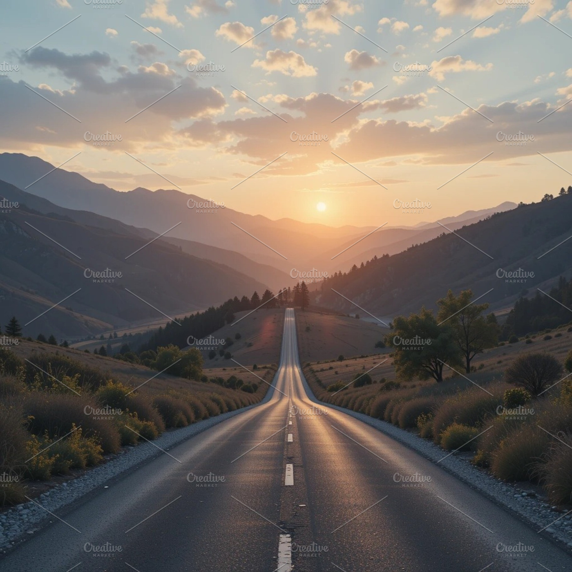 Empty road stock image, a Nature Photo by ComfortQ