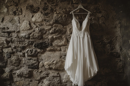 Elegant white wedding dress hangs ag, a Photo by Iftikhar Alam