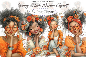 Spring Black Woman Clipart, an Illustration by designcity5