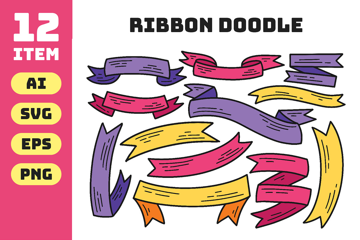 Ribbon Doodle Illustration, an Object Graphic by aditvest (Photo 1 of 4)