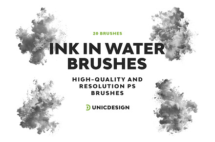 Ink In Water Photoshop Brushes, a Brush Add-On by UnicDesign