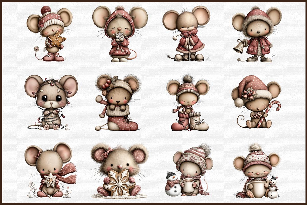 Christmas Mouse Clipart, an Illustration by Sublimation Artist (Photo 2 of 6)