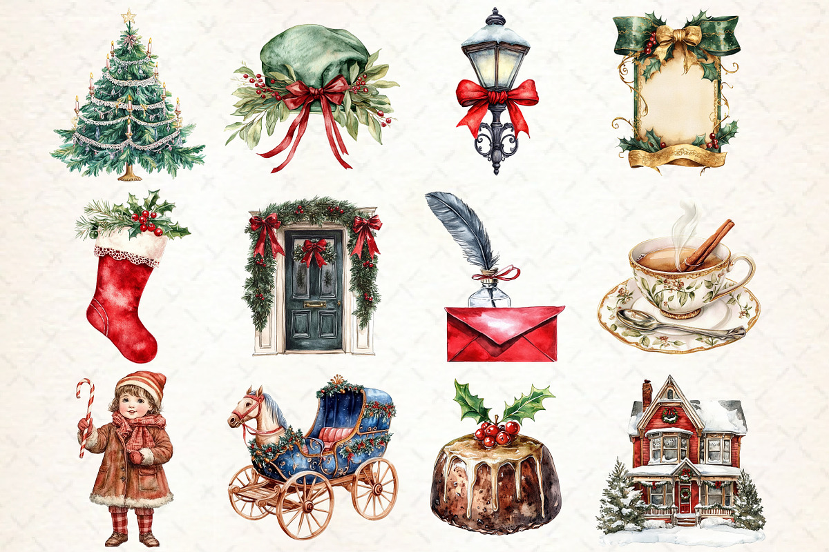 Victorian Christmas Clipart, an Illustration by Libby Wishes (Photo 2 of 9)