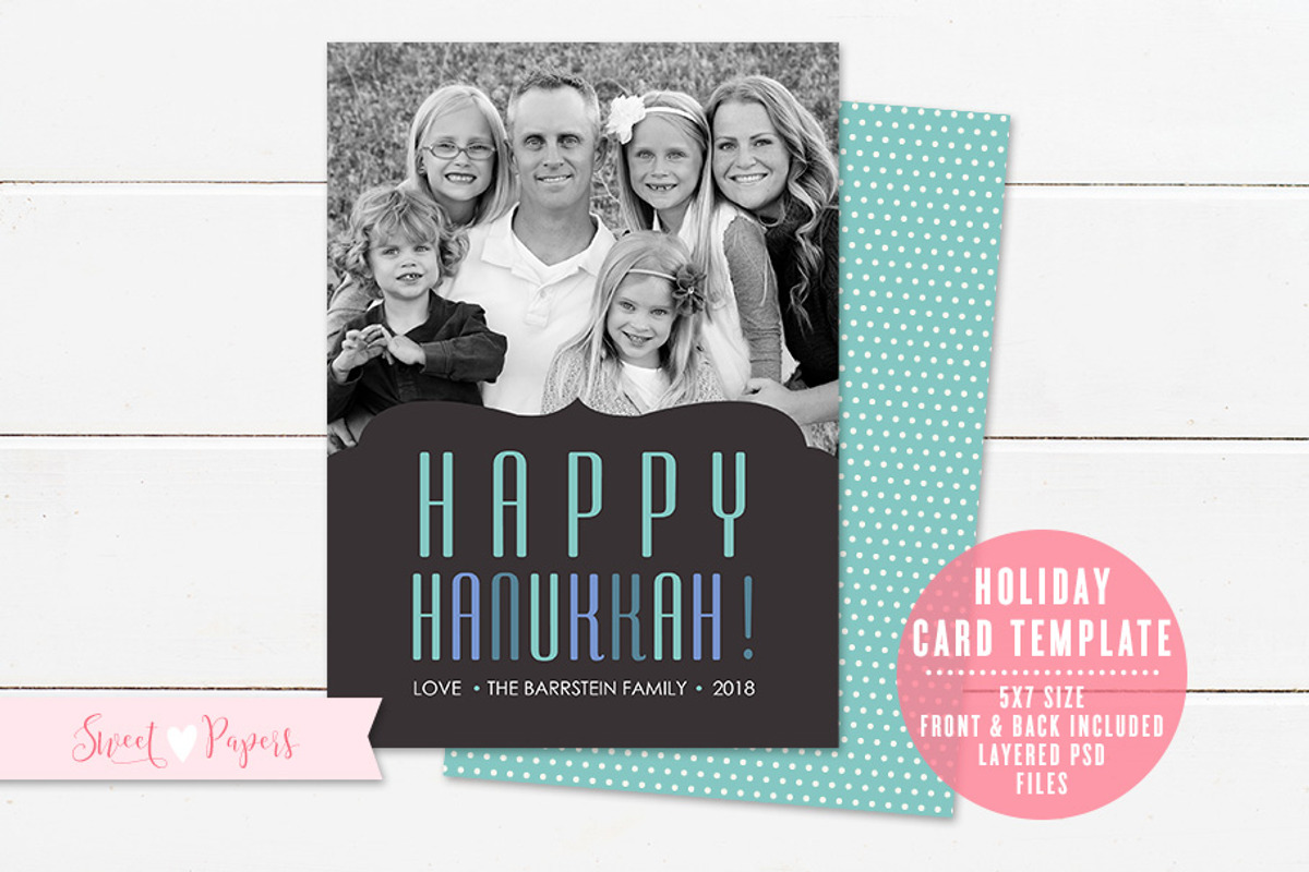 Hanukkah Photo Card Template, a Card Template by Sweet Papers