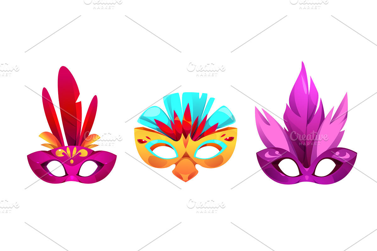 Carnival masks for masquerade party, an Object Illustration by art PVP - market