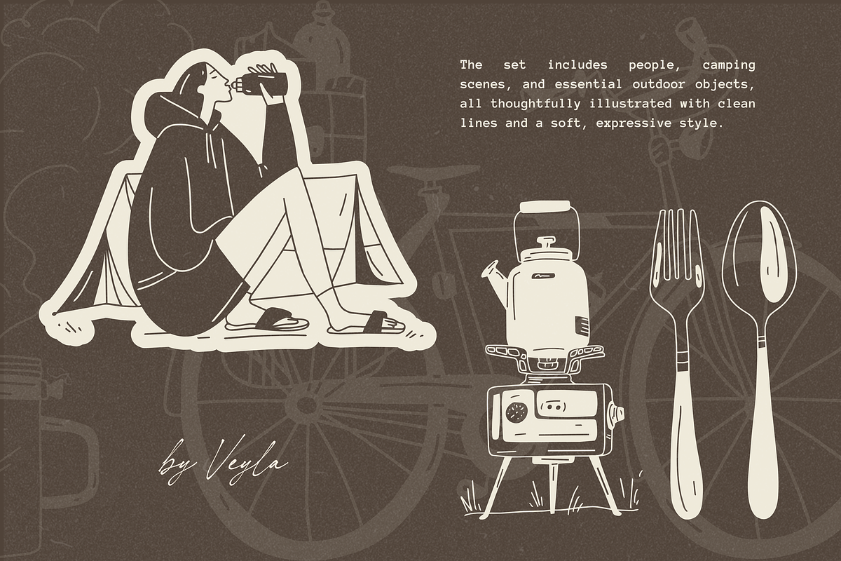Lets Go Camping: 50 Illustration Set, a Person Illustration by Veyla (Photo 9 of 14)