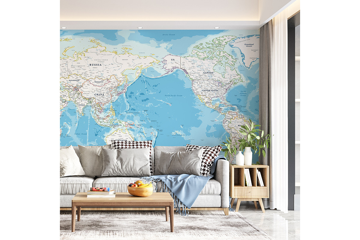 Vector World Map - Pacific View, a Graphic by PorcuPen Works (Photo 3 of 6)
