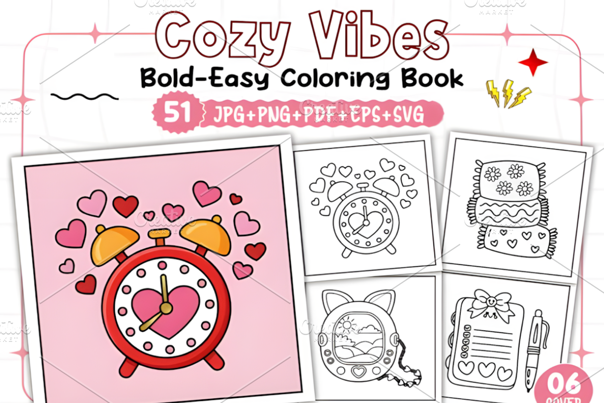 Cozy Vibes Bold & Easy Coloring Book, a Decorative Illustration by Ink Gallery (Photo 1 of 9)
