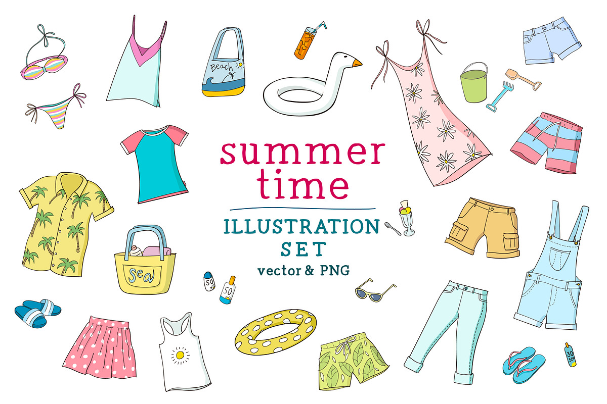 Summertime illustration set, an Object Illustration by Illustrationsforteachers (Photo 1 of 3)