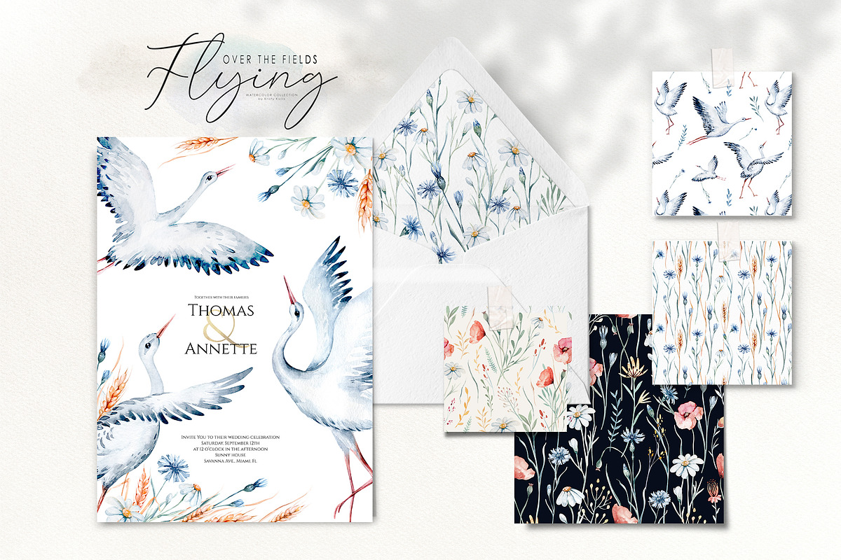 Storks and wild flowers collection, an Animal Illustration by Peace ART (Photo 8 of 15)