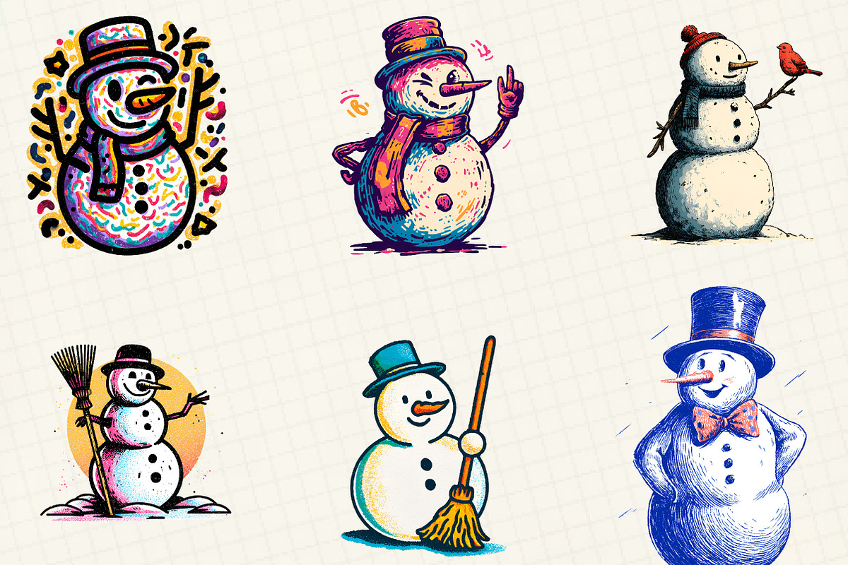 Christmas Snowman Clipart 2, an Illustration by DreamCafeArt (Photo 5 of 6)