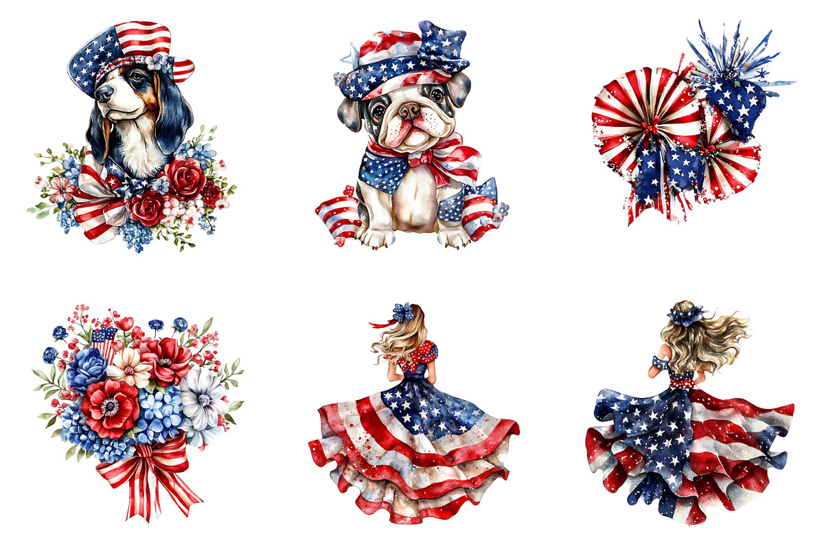 Watercolor 4th Of July Clipart, an Illustration by SinaCreation (Photo 3 of 9)