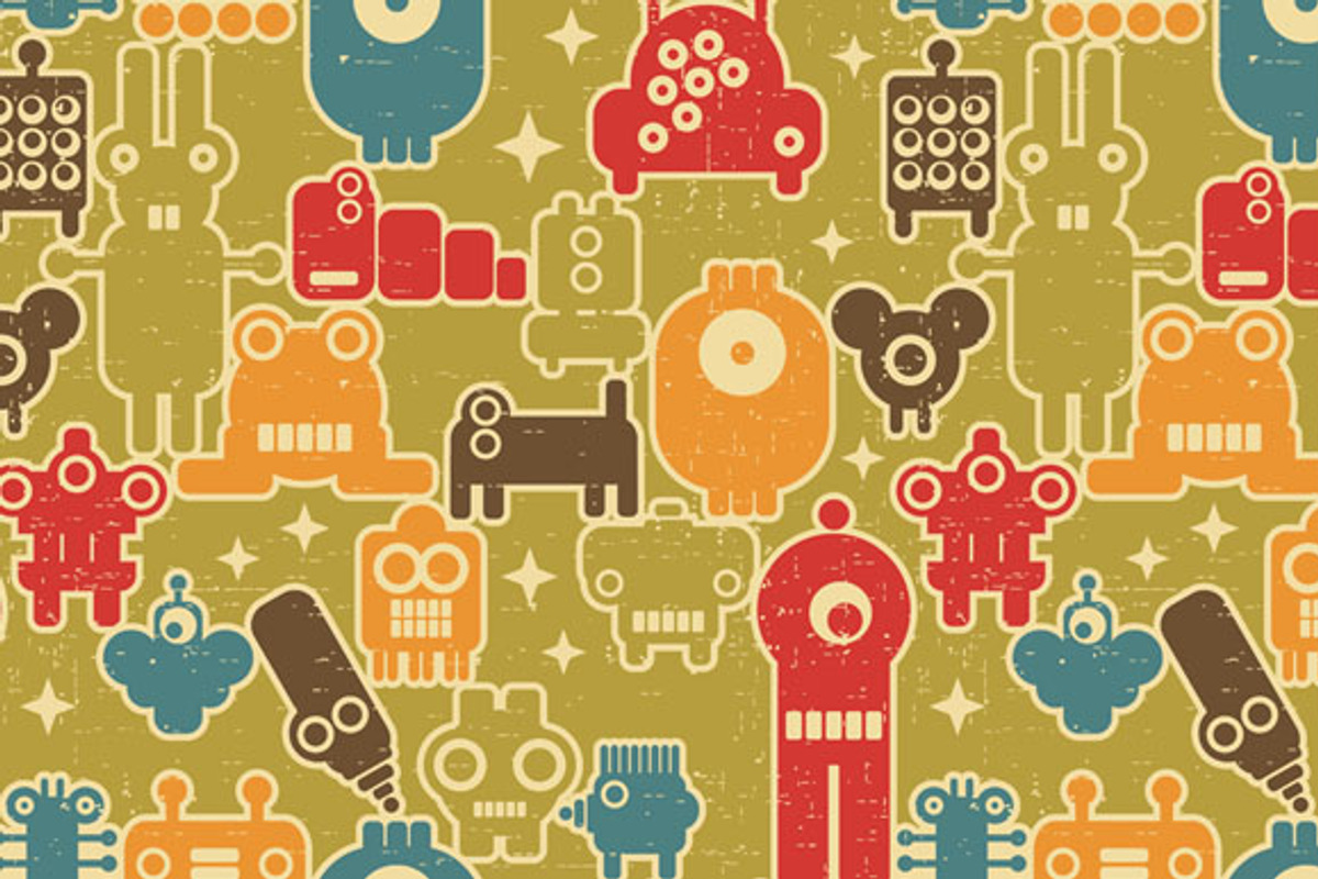 Set of 4 robots patterns preview 4