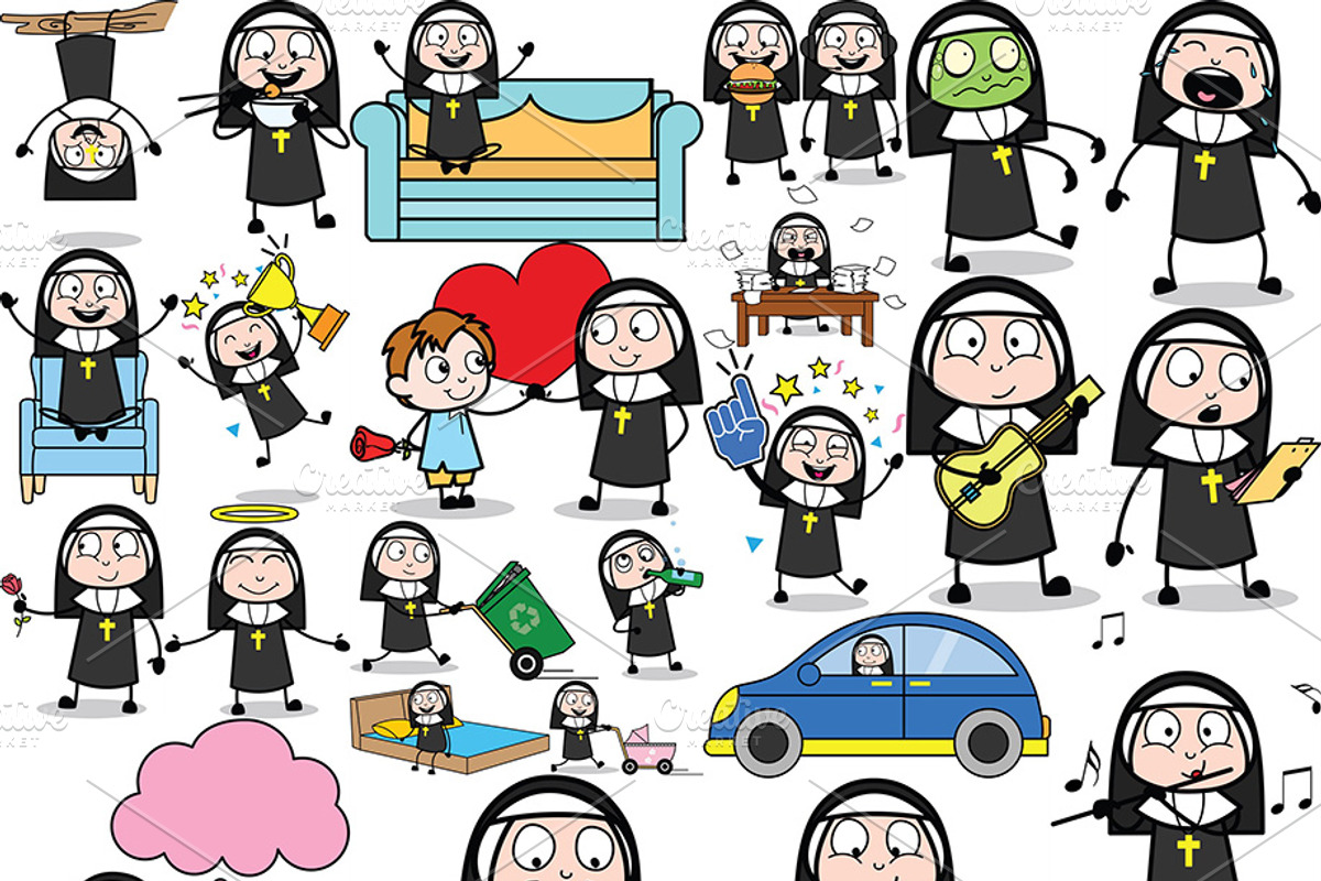 Nun ~ Cartoon Character Set, a Person Illustration by The Toon Company (Photo 2 of 7)