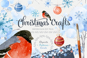 Christmas Crafts.Watercolor DIY Pack