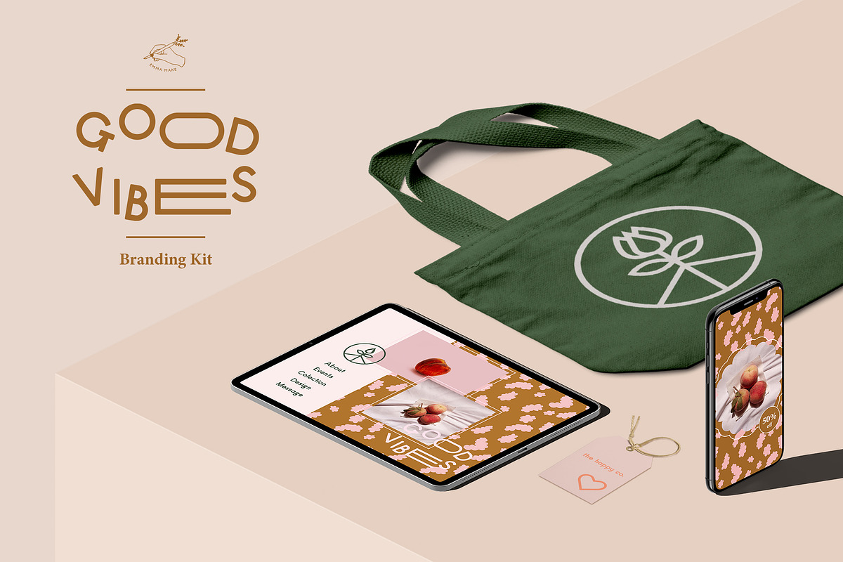 Good Vibes Branding Kit, a Branding & Logo Template by Emma Make (Photo 1 of 22)