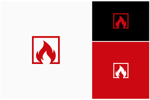 Hot Fire Flame Square Frame Logo