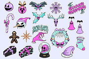 Spooky Christmas Pastel Goth Clipart, a Graphic by LazyBonesMarket (Thumbnail 1 of 2)