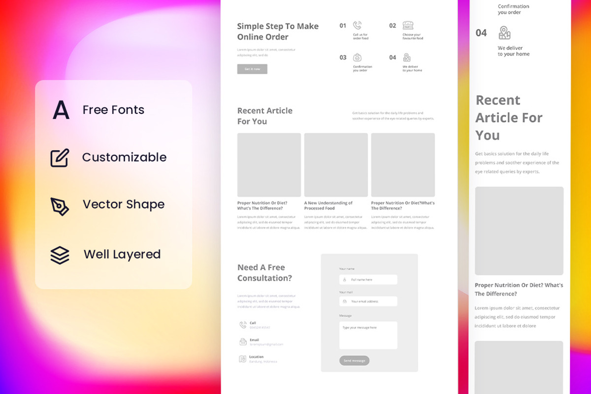 Restaurant Wireframe Website | Creative Market
