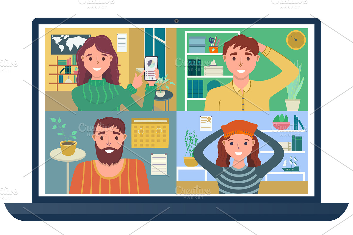 Online video conference meeting, an Education Illustration by Yayasya (Photo 2 of 3)