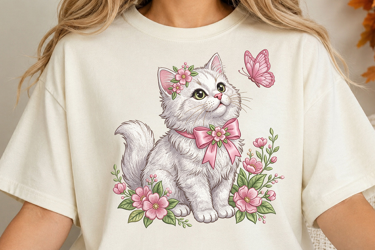 Cute Floral Cat Butterfly PNG, an Object Illustration by DreamCafeArt (Photo 3 of 6)
