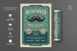 Movember Mustache Party Flyer, a Flyer Template by monogrph