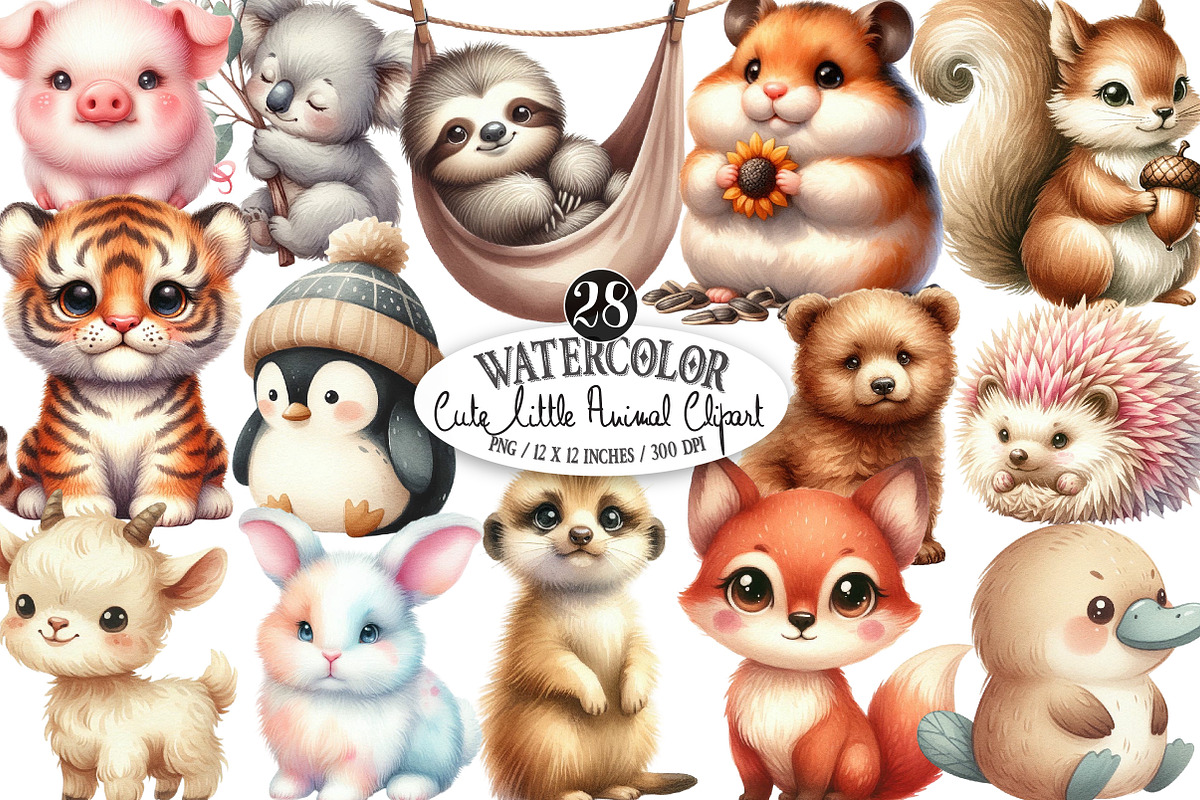 Cute Little Animal Clipart, an Illustration by Designking (Photo 1 of 4)
