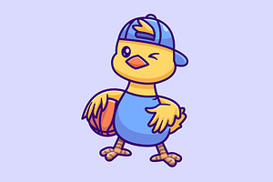 Cute Duck Playing Basketball Cartoon, an Animal Illustration by Catalyst Labs