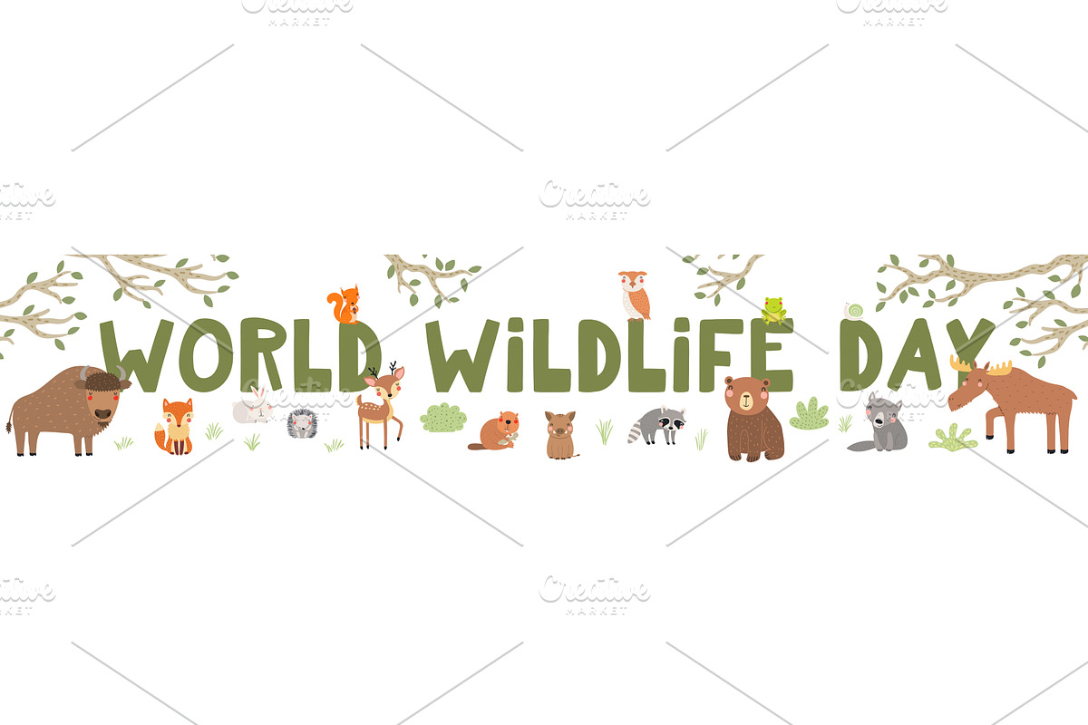 World Wildlife Day banner with cute, an Animal Illustration by sceptical cactus