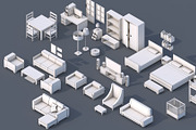 100 Low Poly Furniture Pack 4 in 1, a Furniture 3D Model by multimedia4ds (Thumbnail 8 of 10)