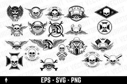 Set of Vintage motorcycle and biker, a Branding & Logo Template by Vectorhight