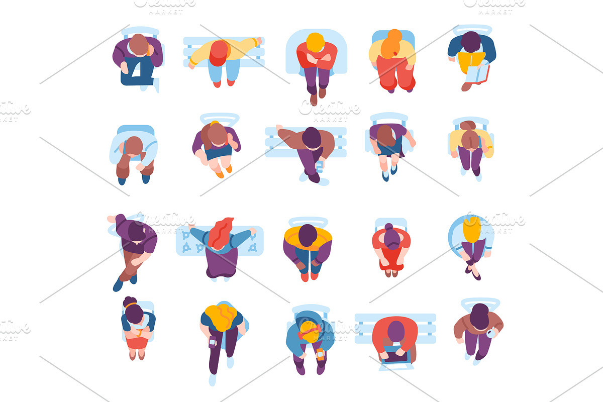 Sitting people top view. Citizens, a Person Illustration by Vectorbuum