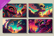 Set of psychedelic backgrounds., a Background Graphic by KENO Mascots (Thumbnail 2 of 4)
