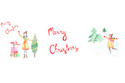Watercolor christmas set, a Background Graphic by lycka (Thumbnail 3 of 4)
