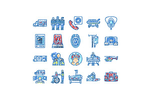 ambulance doctor hospital icons hand, an Object Illustration by pikepicture