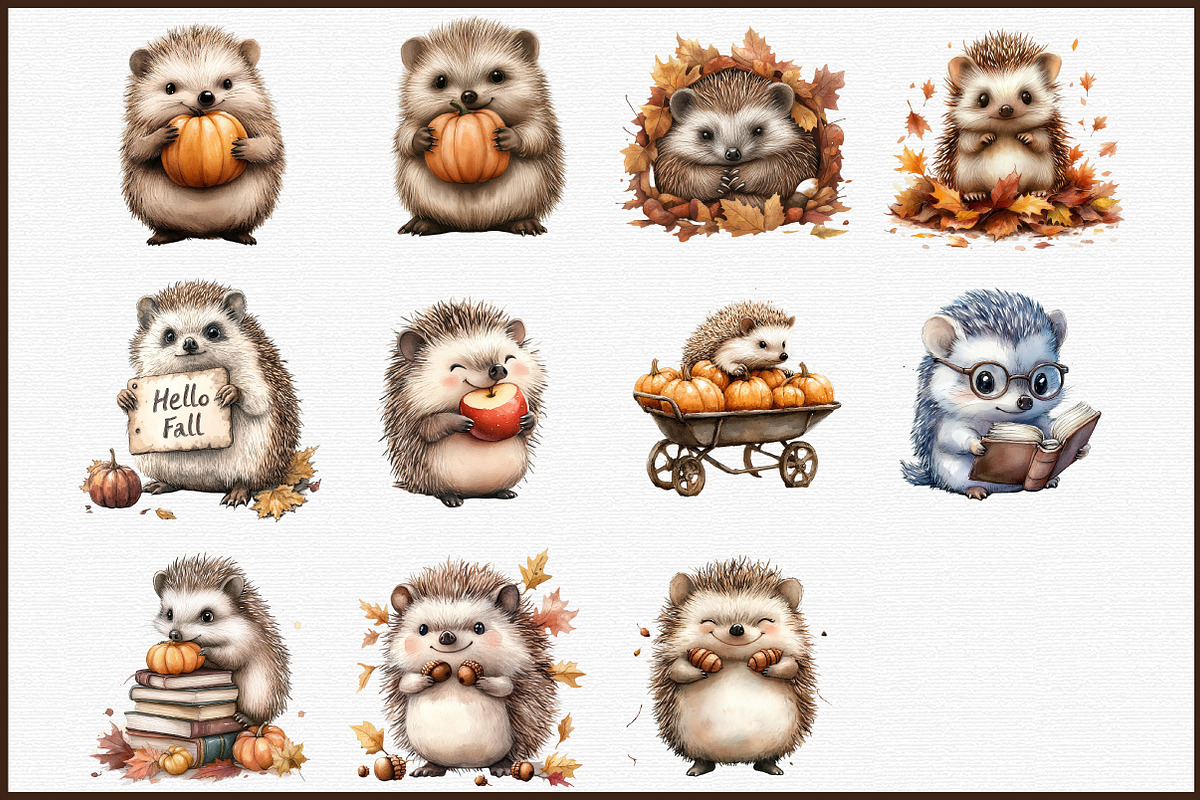 Autumn Hedgehog Clipart, an Illustration by Sublimation Artist (Photo 3 of 6)