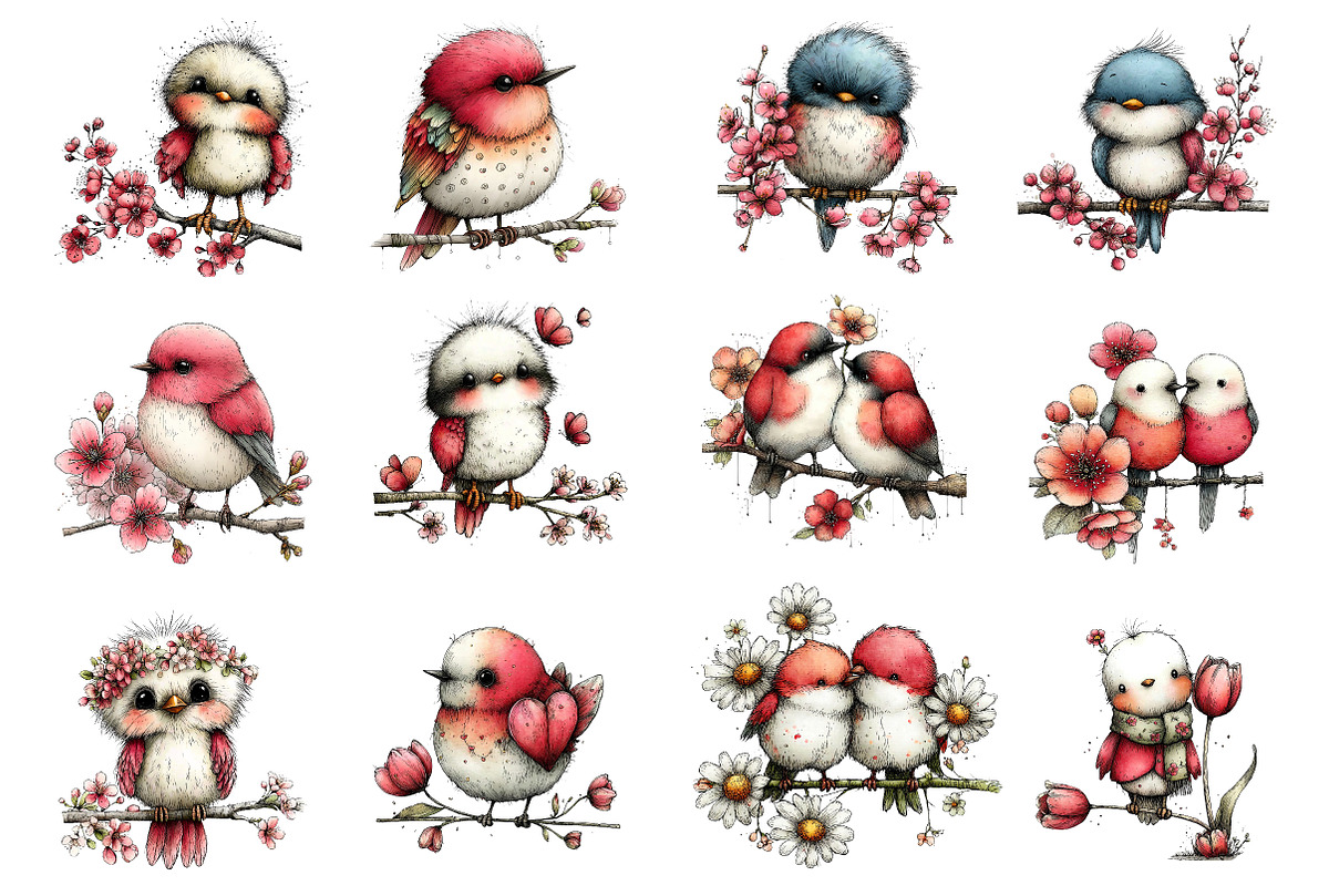 Whimsical Spring Birds Clipart, an Illustration by Dream Creation (Photo 4 of 5)