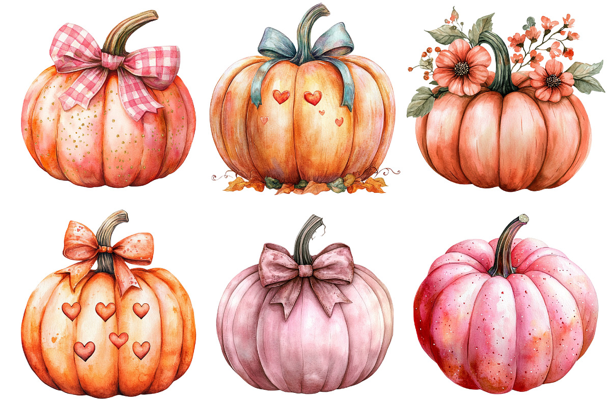 Coquette Pumpkin Clipart PNG, an Illustration by SinaCreation (Photo 3 of 5)