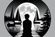 Mindful Lake Meditation Silhouette S, an Illustration by Creativeshirt (Thumbnail 9 of 9)