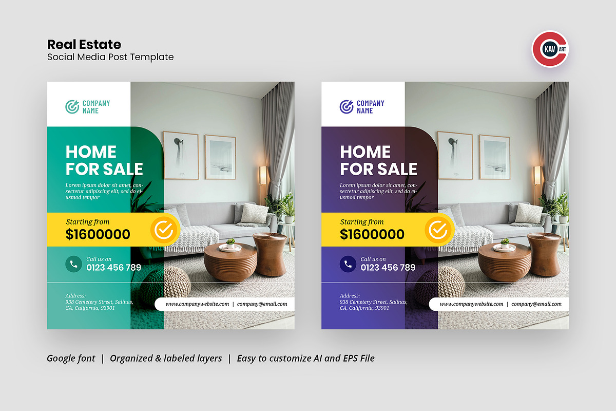 Real Estate Sale Social Media Banner, a Social Media Template by C-Kav