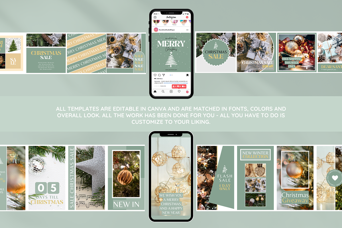 Green Christmas Instagram Templates preview 7