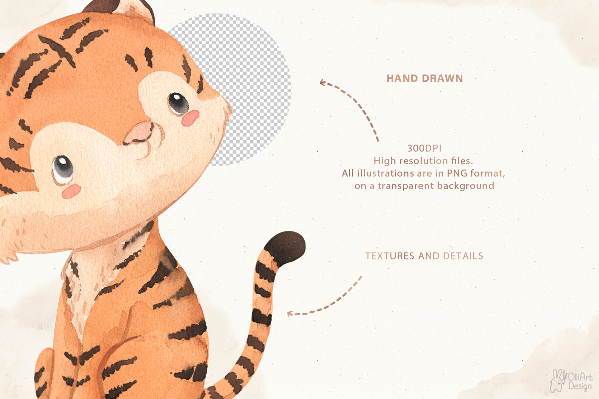 SAFARI ANIMALS Watercolor clipart, an Object Graphic by OlliArtDesign (Photo 7 of 7)