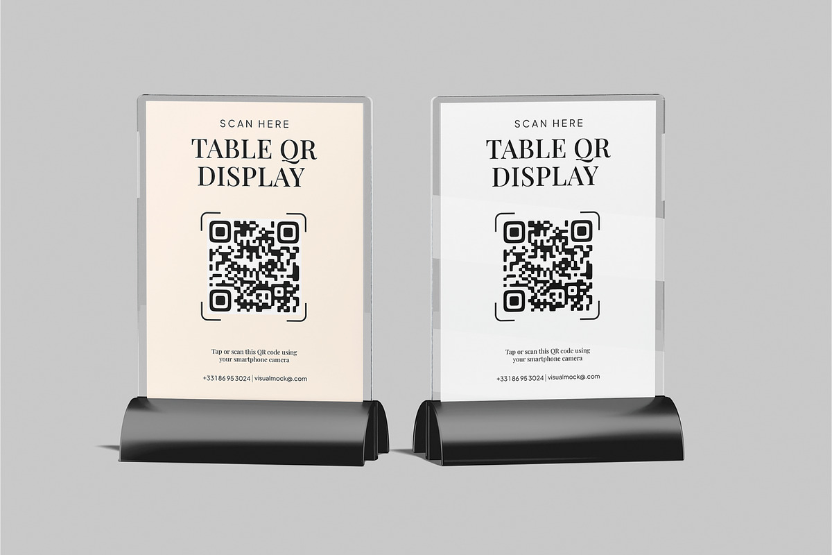 QR Code Table Tent Mockup, an Advertising Mockup by Permadi Creative (Photo 4 of 4)
