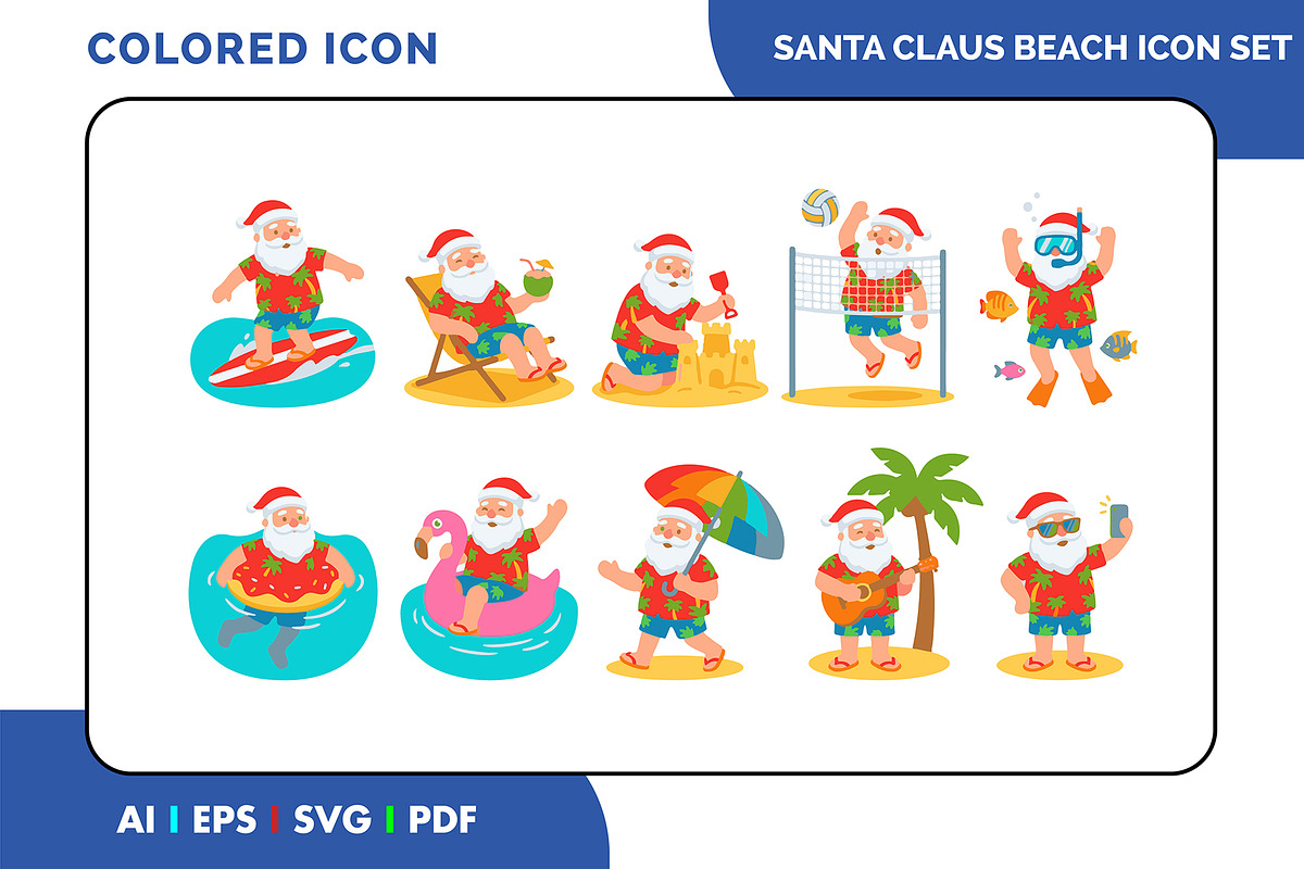 Tropical Santa Claus Colored Icon, a Duotone Icon by Fontmine Studio (Photo 1 of 3)