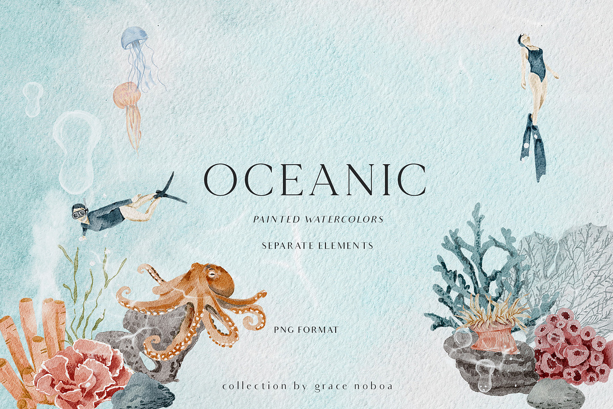 OCEAN Undersea Coral reef animals, an Animal Illustration by Grace Noboa Illustrations (Photo 4 of 15)